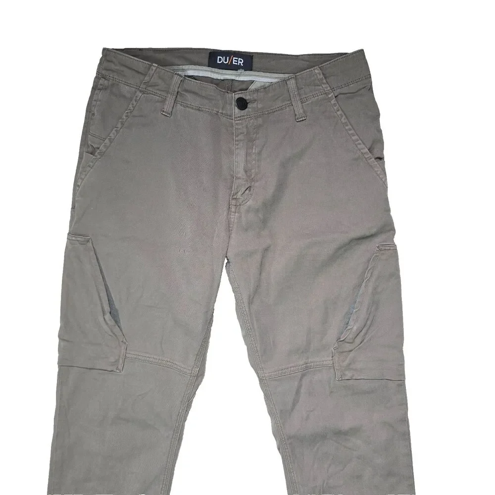 DUER Pants Men's Slim 32x32 Sand Stretch Travel Hiking Stirrup Outdoor